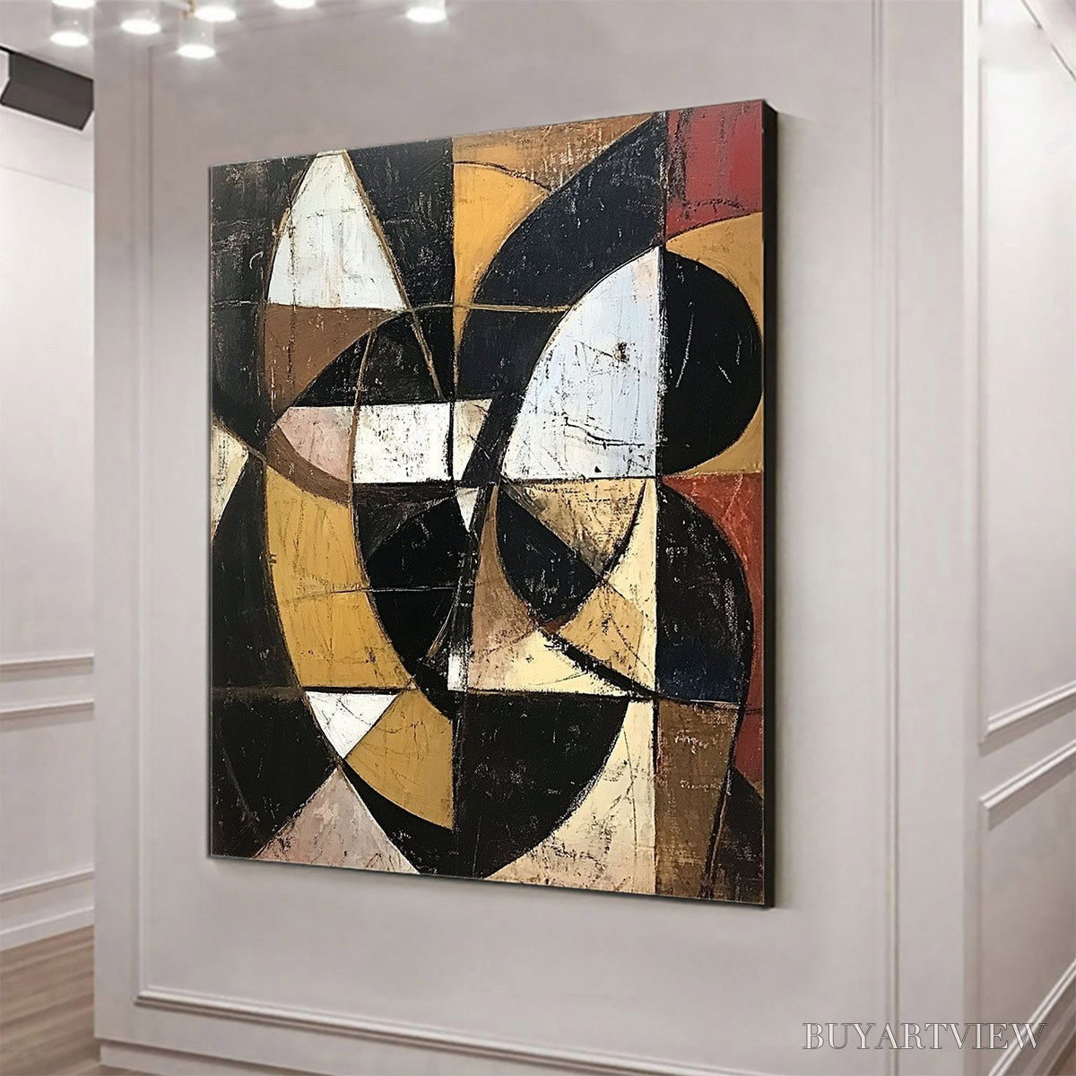 ARTOVITAS Fractured Rhythm – Textured Geometric Abstract Oil Painting - image 4