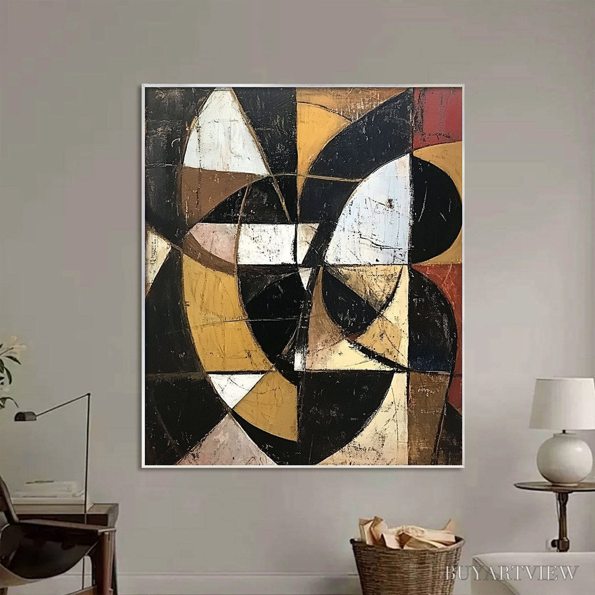 ARTOVITAS Fractured Rhythm – Textured Geometric Abstract Oil Painting - image 5