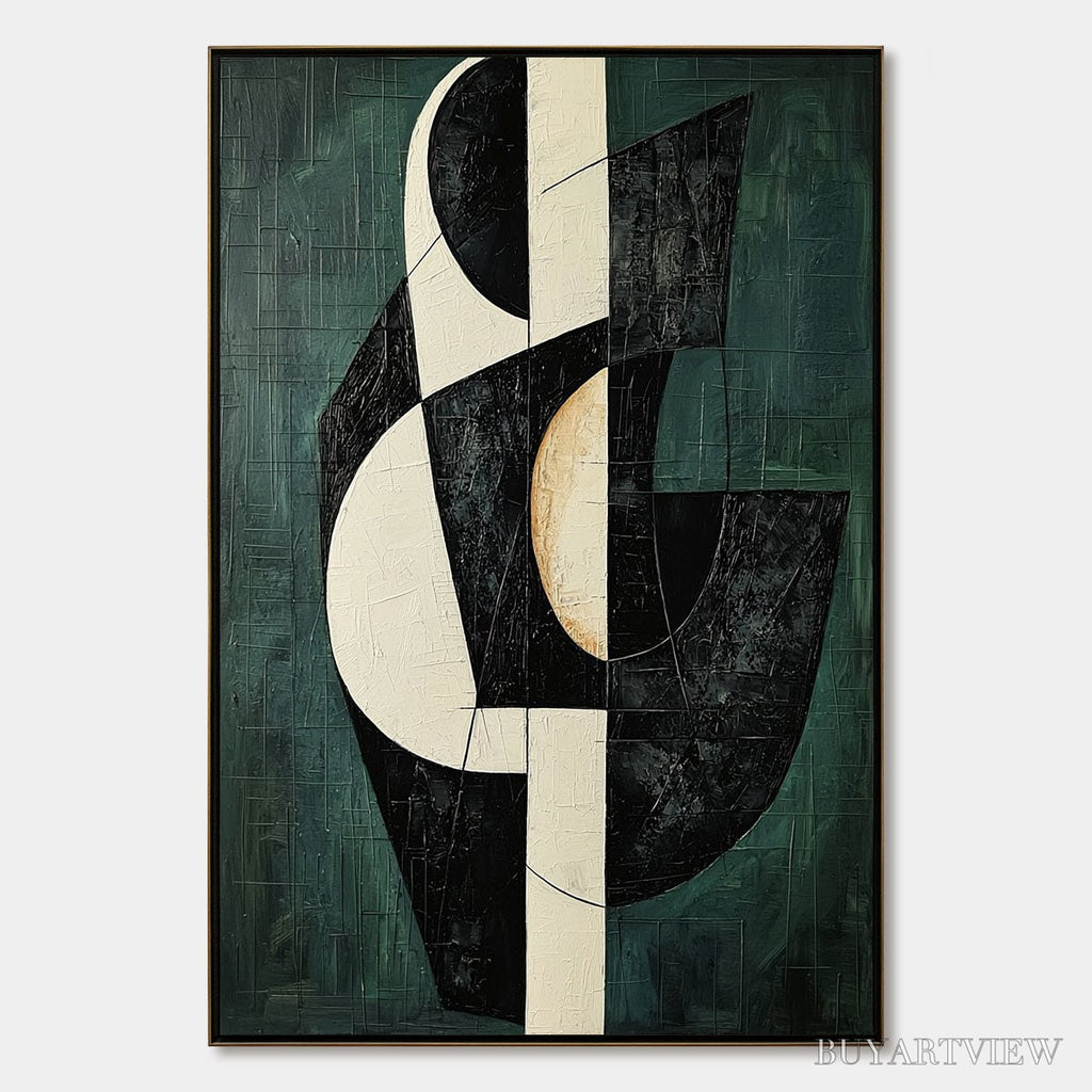 ARTOVITAS Fragmented Forms – Textured Geometric Abstract Oil Painting - image 1