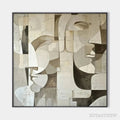 ARTOVITAS Abstract Faces – Cubist Painting, Neutral Tones , Square Canvas Art, Modern Decor - image 1