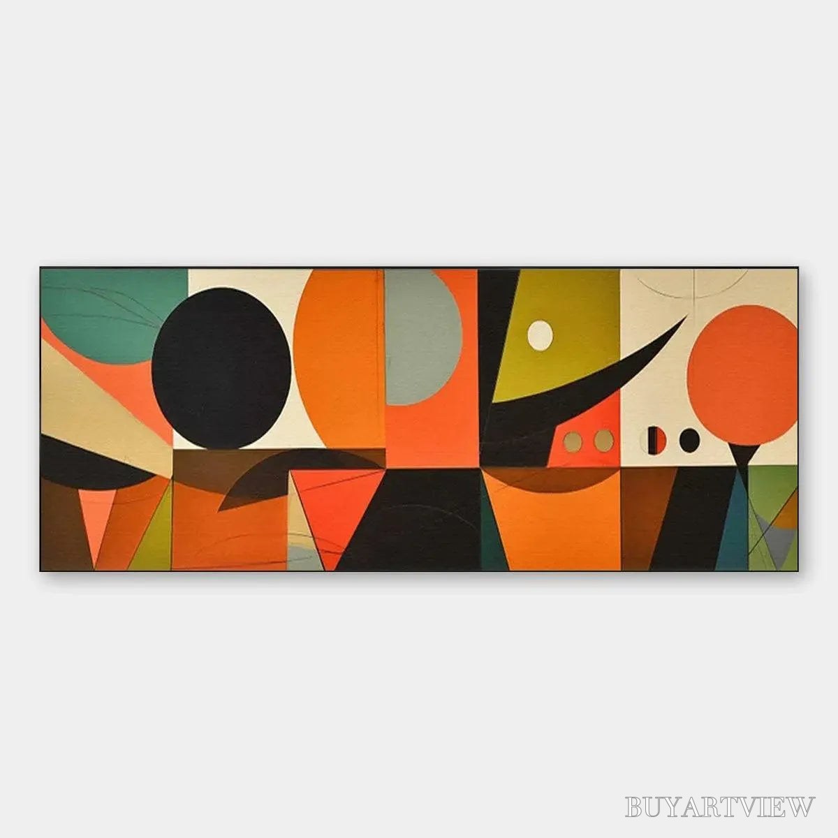 ARTOVITAS Mid-Century Modern Geometric Panoramic – Abstract Painting, Panoramic , Mid-Century Modern Decor - image 1