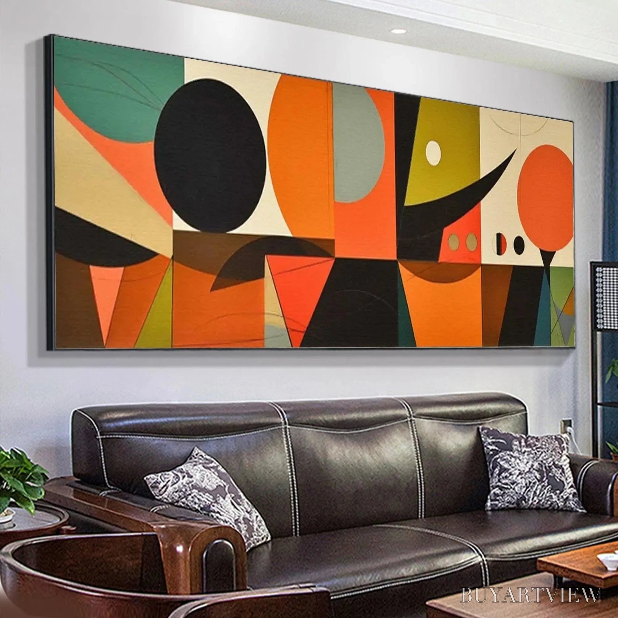 ARTOVITAS Mid-Century Modern Geometric Panoramic – Abstract Painting, Panoramic , Mid-Century Modern Decor - image 5