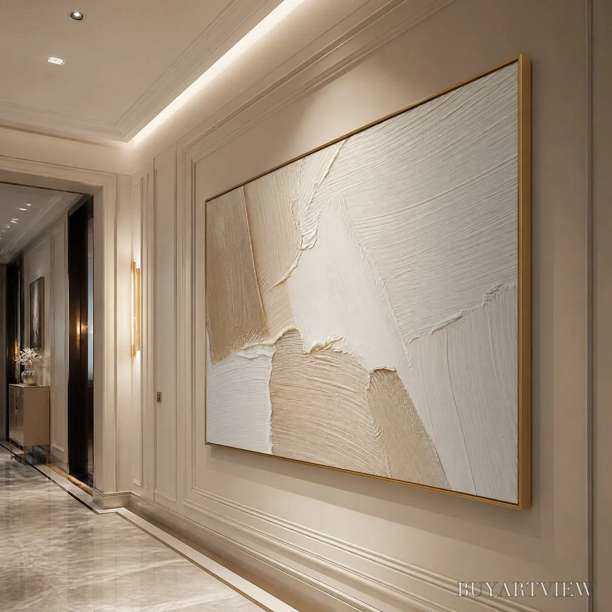 ARTOVITAS Cream Terrain – Cream Beige Texture Abstract - image 4