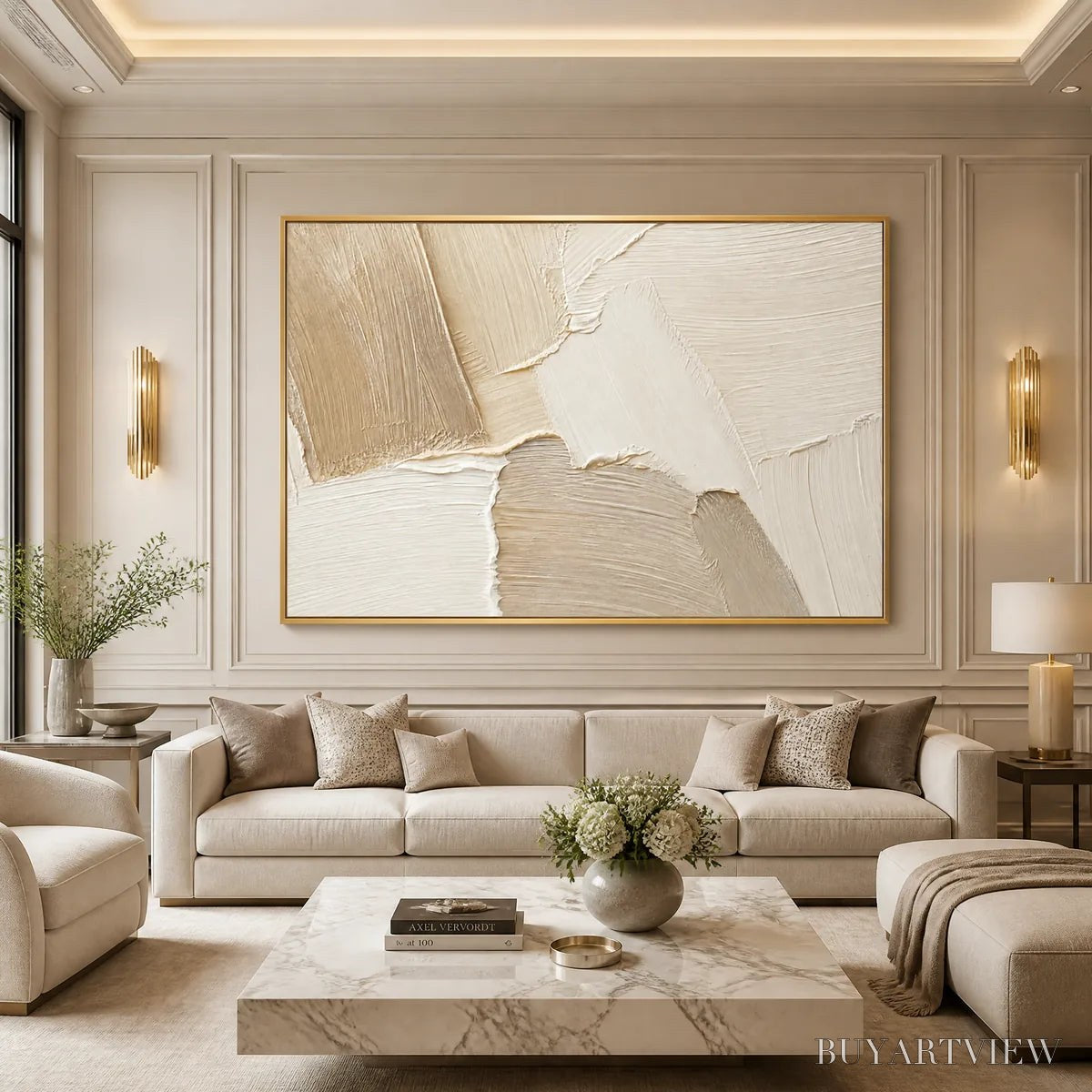 ARTOVITAS Cream Terrain – Cream Beige Texture Abstract - image 5