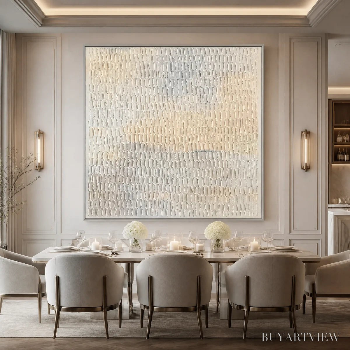 ARTOVITAS Whispered Plaster – White Textured Minimalist Abstract - image 2