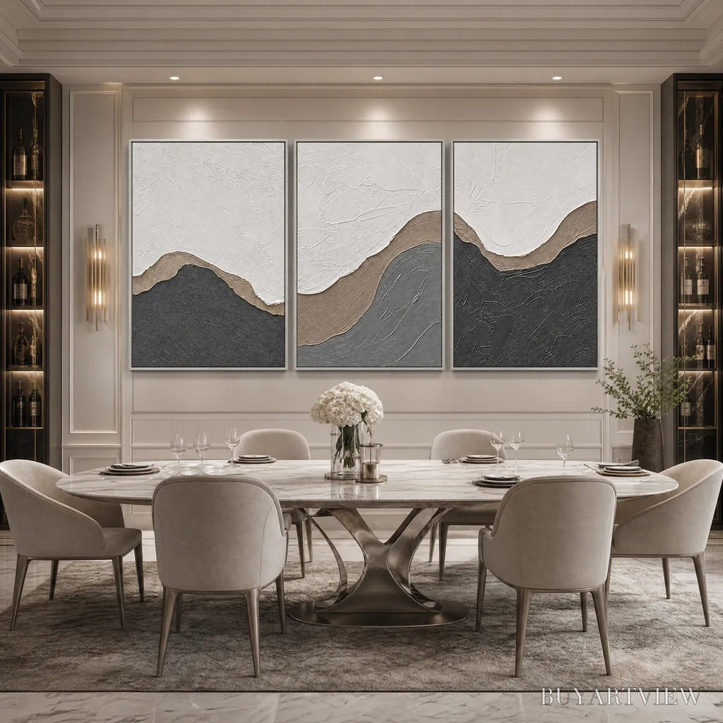ARTOVITAS Terra Firma – Textured Minimalist Abstract Earth-Tone Triptych - image 2