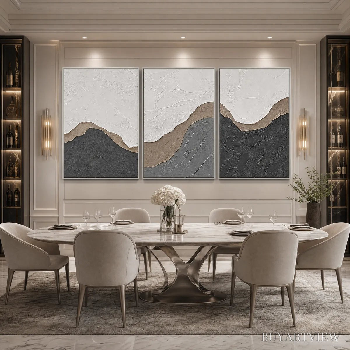 ARTOVITAS Terra Firma – Textured Minimalist Abstract Earth-Tone Triptych - image 2