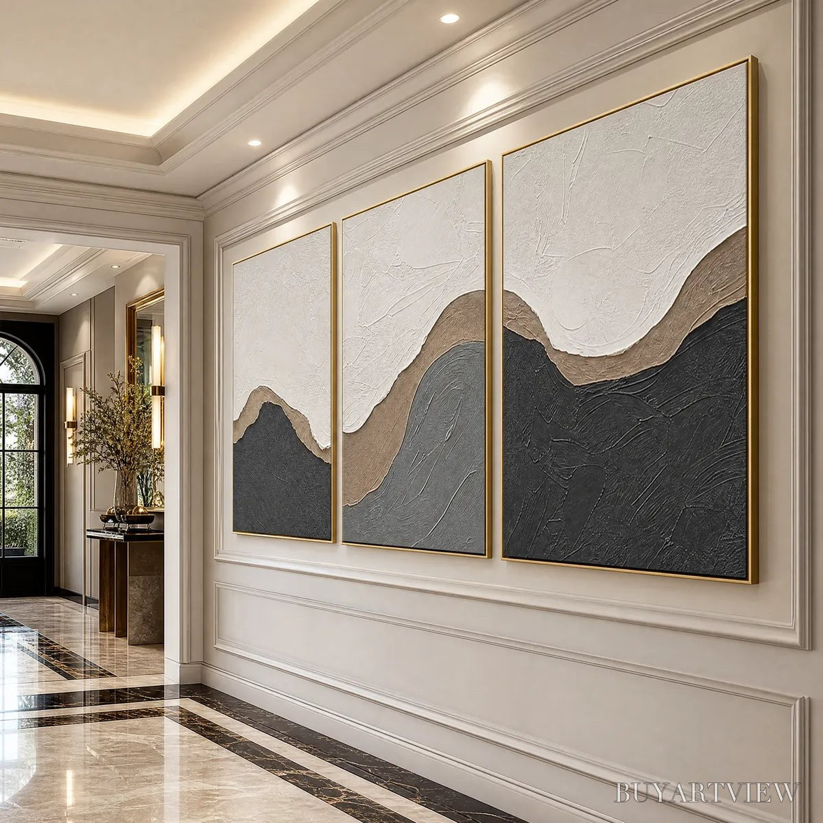 ARTOVITAS Terra Firma – Textured Minimalist Abstract Earth-Tone Triptych - image 5