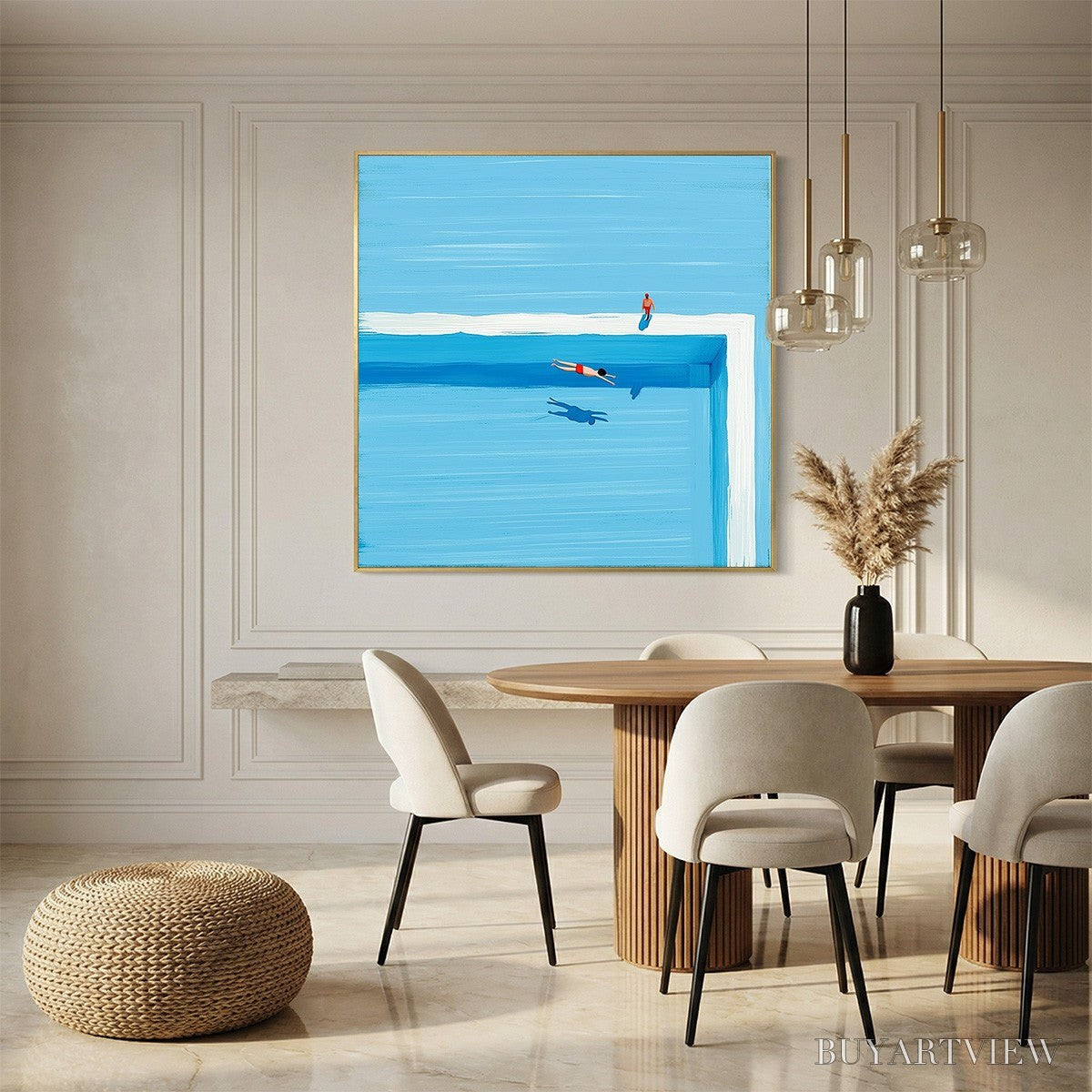 ARTOVITAS the Plunge – Minimalist Blue Art of a Summer Pool Scene - image 2