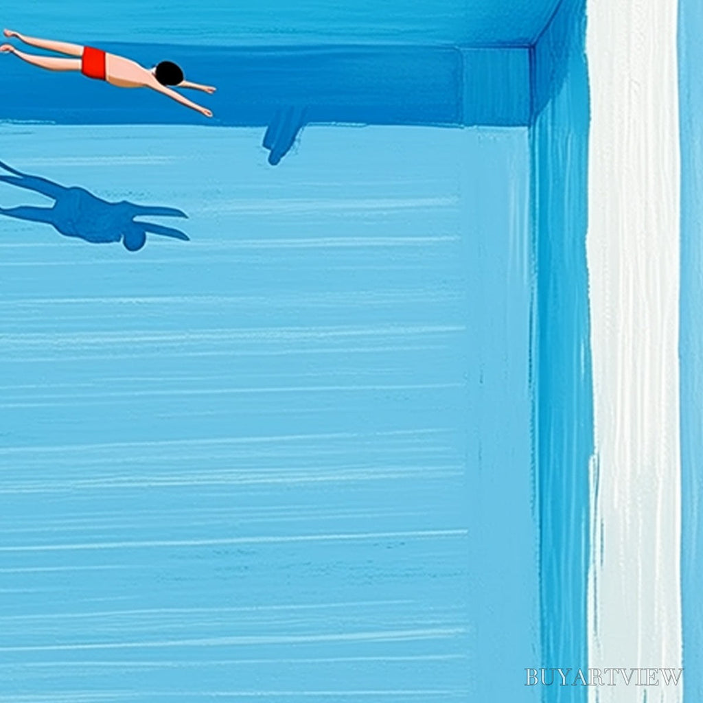 ARTOVITAS the Plunge – Minimalist Blue Art of a Summer Pool Scene - image 3