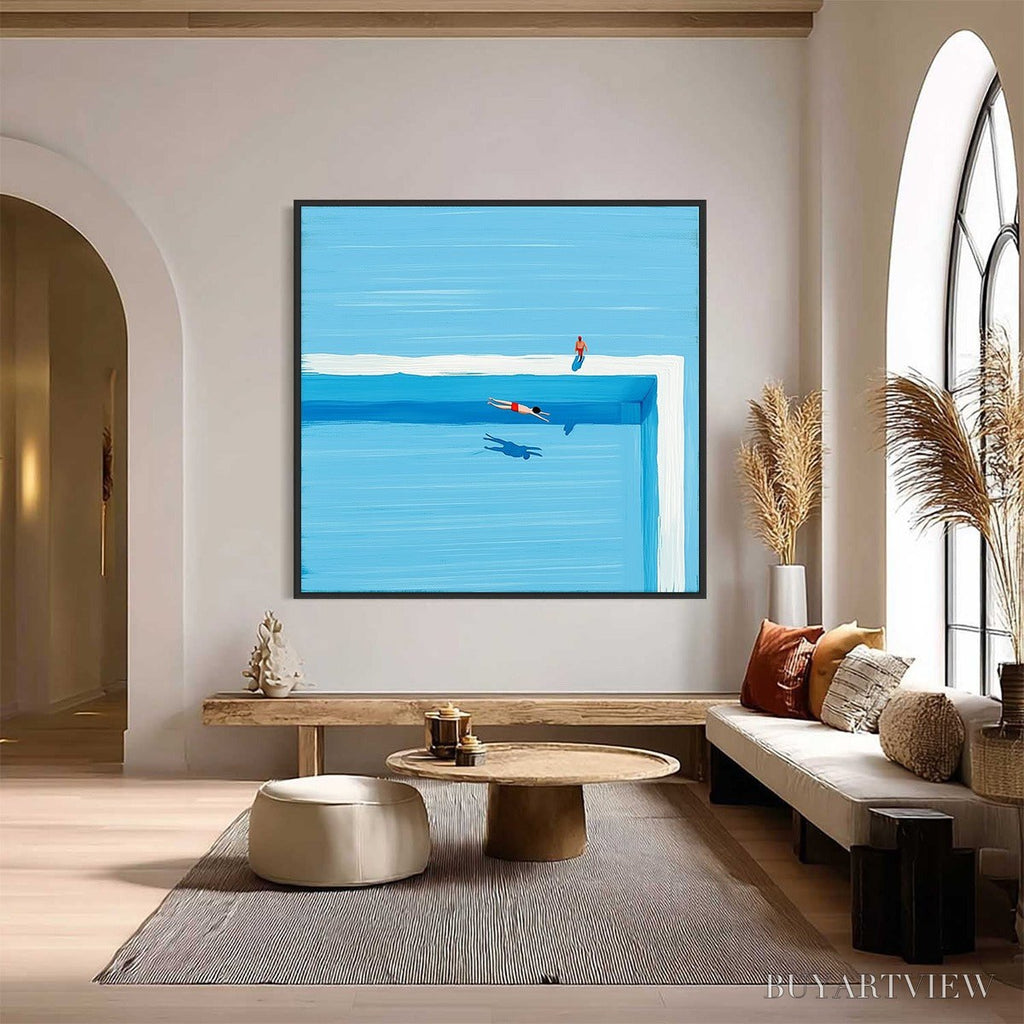 ARTOVITAS the Plunge – Minimalist Blue Art of a Summer Pool Scene - image 6