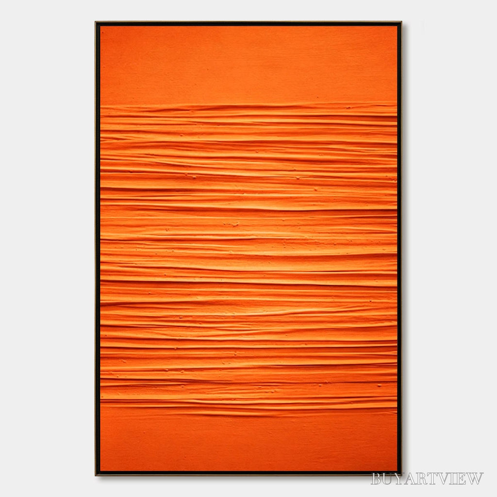ARTOVITAS Saffron Rhythm – Vibrant Textured Minimalist Orange Painting - image 1