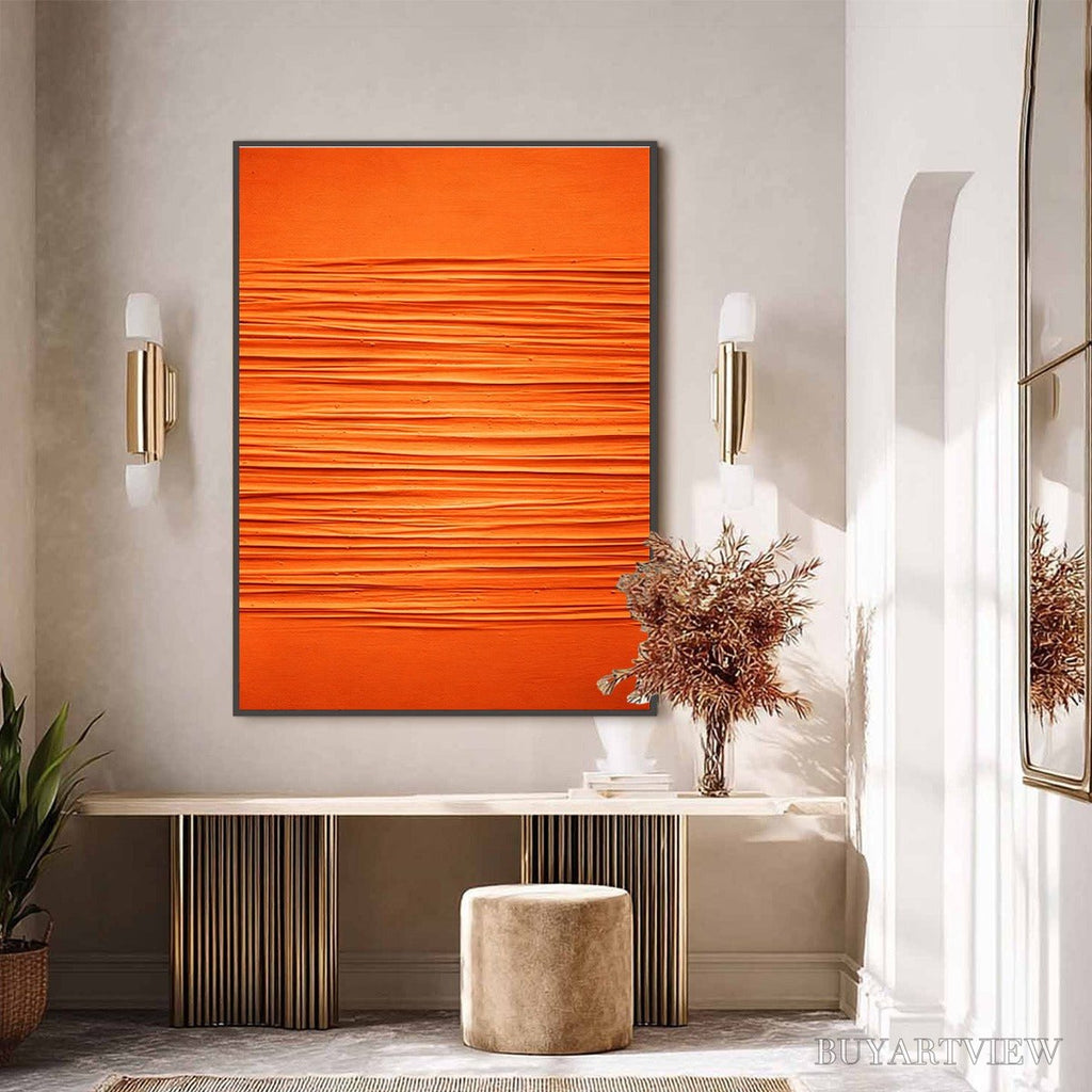 ARTOVITAS Saffron Rhythm – Vibrant Textured Minimalist Orange Painting - image 6