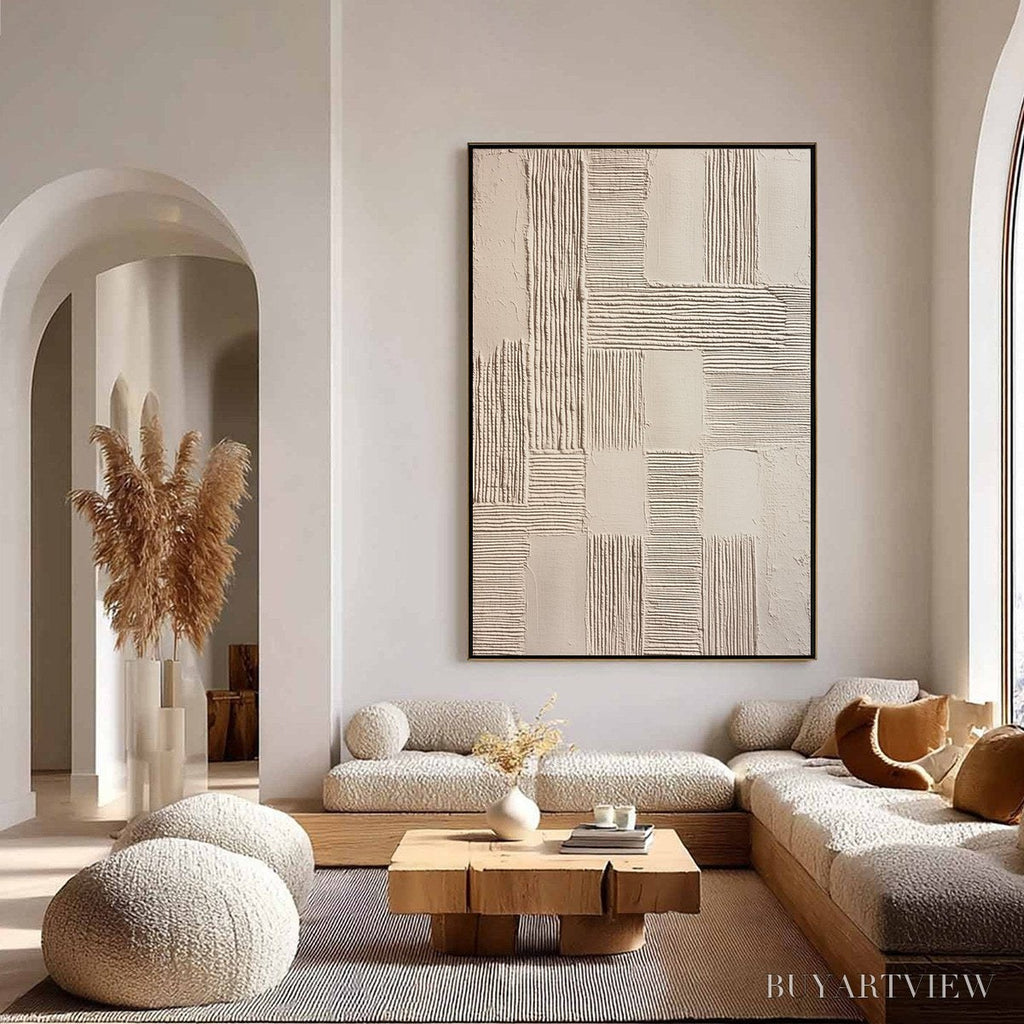 ARTOVITAS Foundations – Textured Minimalist Abstract Painting in Beige - image 4