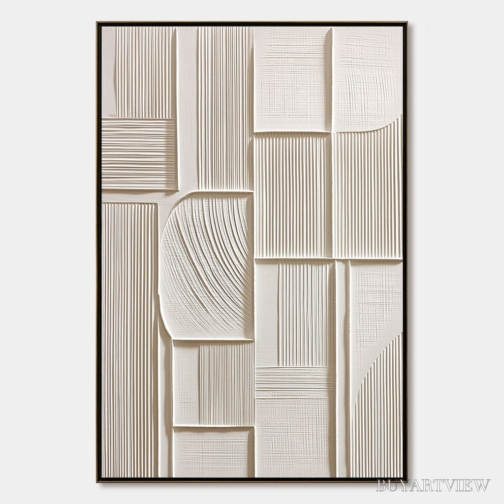 ARTOVITAS Structured Calm – Textured White Minimalist Abstract - image 1