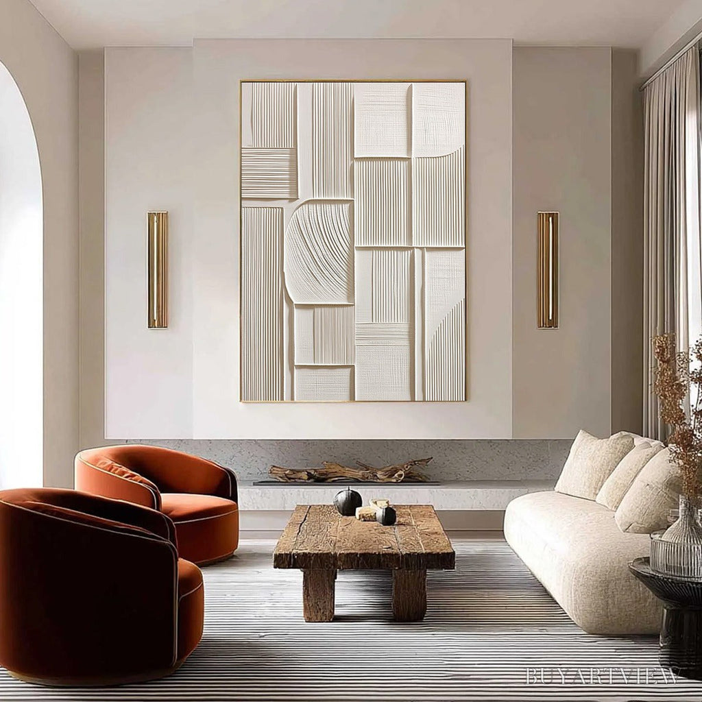 ARTOVITAS Structured Calm – Textured White Minimalist Abstract - image 2
