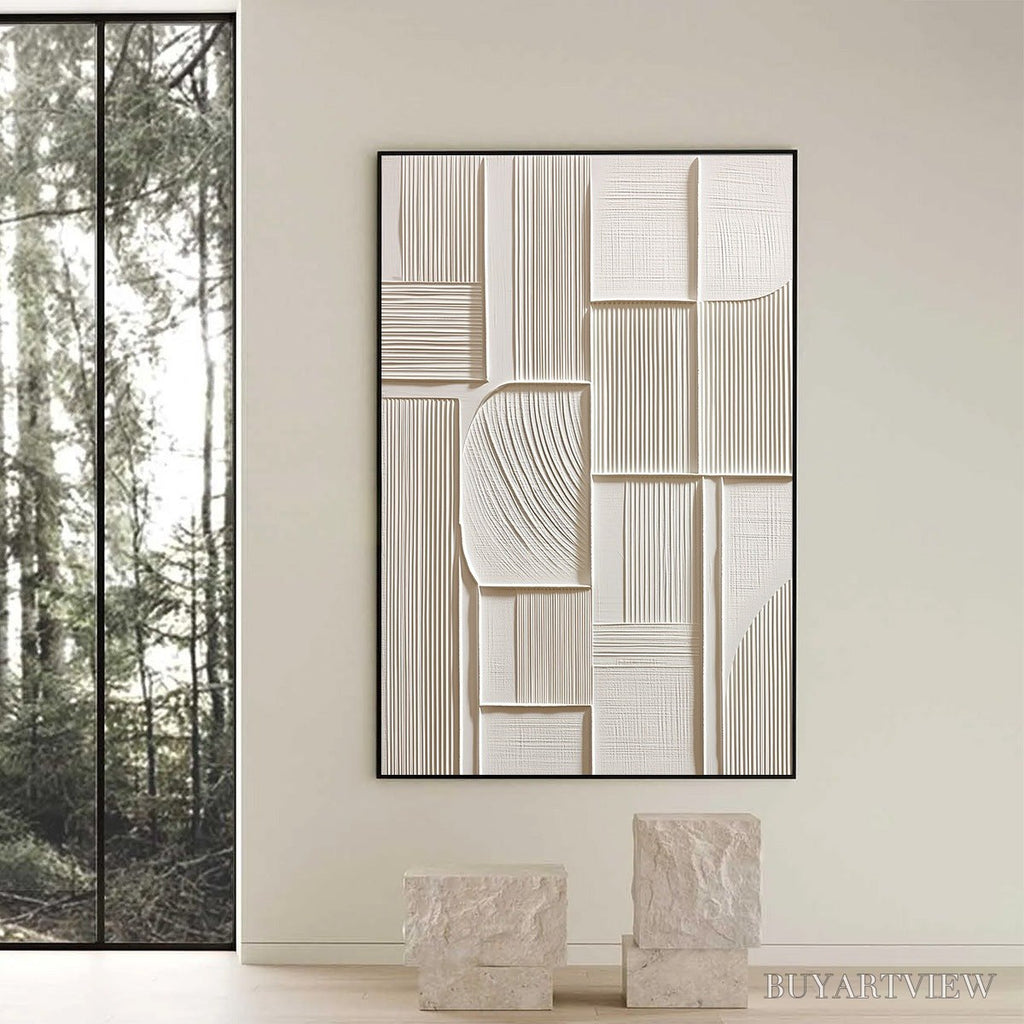 ARTOVITAS Structured Calm – Textured White Minimalist Abstract - image 6