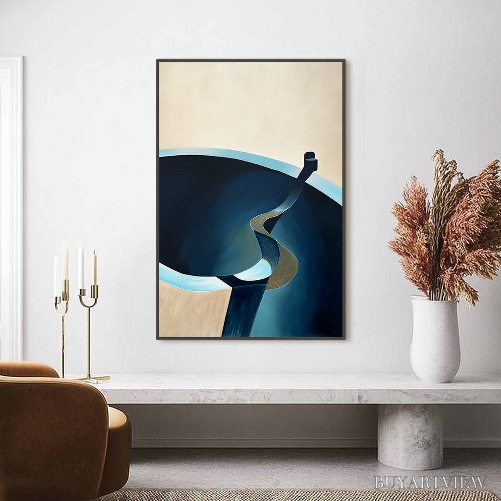 ARTOVITAS Voyage – Modern Minimalist Abstract Painting in Blue and Beige - image 2