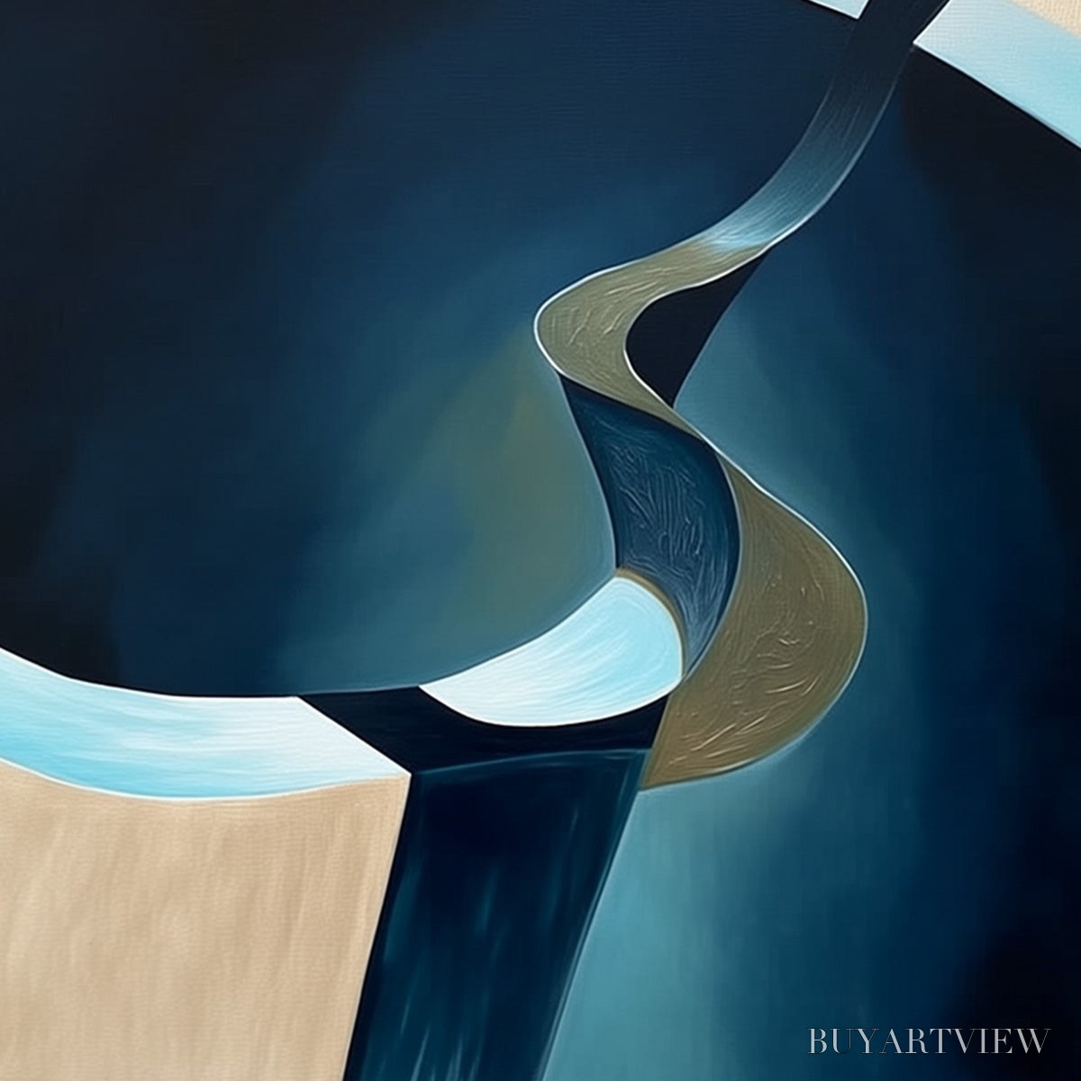 ARTOVITAS Voyage – Modern Minimalist Abstract Painting in Blue and Beige - image 5