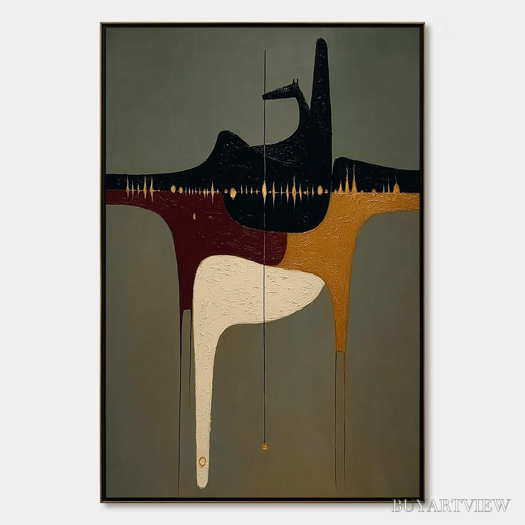 ARTOVITAS the Conduit – Textured Minimalist Abstract Painting with Gold Accents - image 1