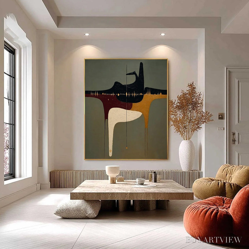 ARTOVITAS the Conduit – Textured Minimalist Abstract Painting with Gold Accents - image 2