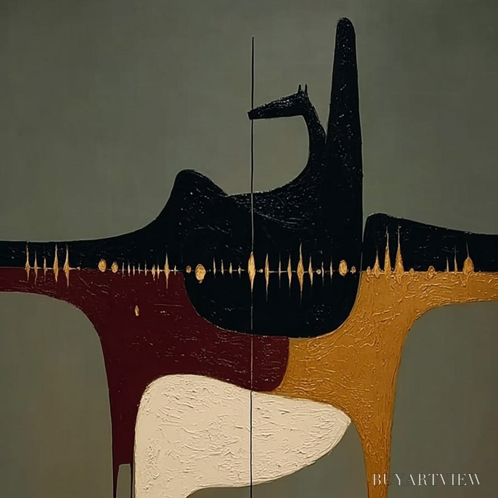 ARTOVITAS the Conduit – Textured Minimalist Abstract Painting with Gold Accents - image 3