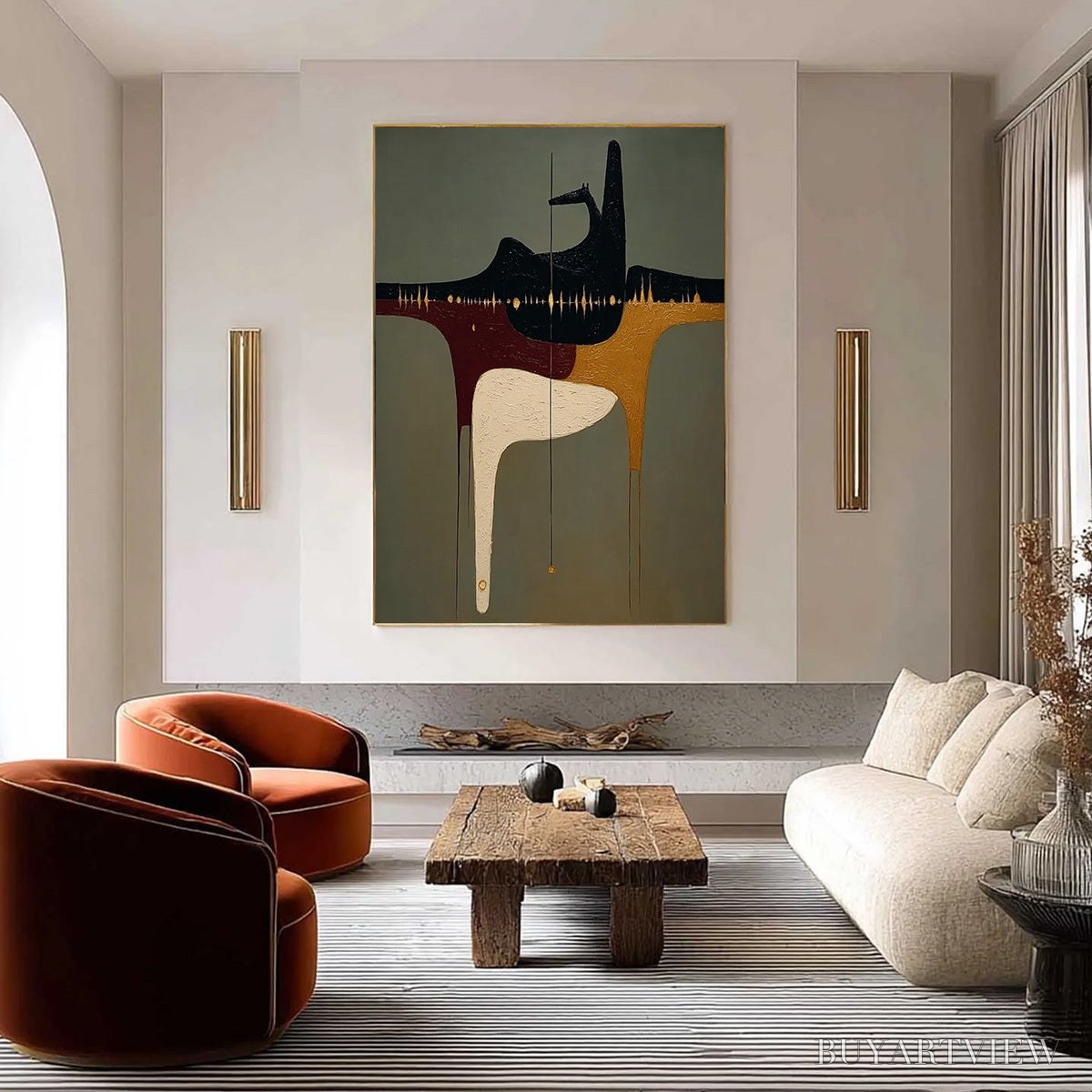 ARTOVITAS the Conduit – Textured Minimalist Abstract Painting with Gold Accents - image 4
