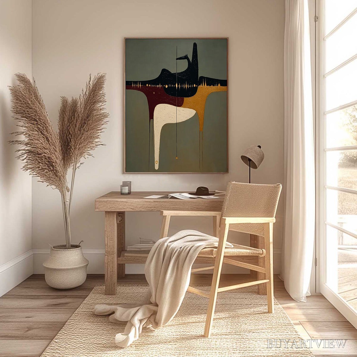 ARTOVITAS the Conduit – Textured Minimalist Abstract Painting with Gold Accents - image 6