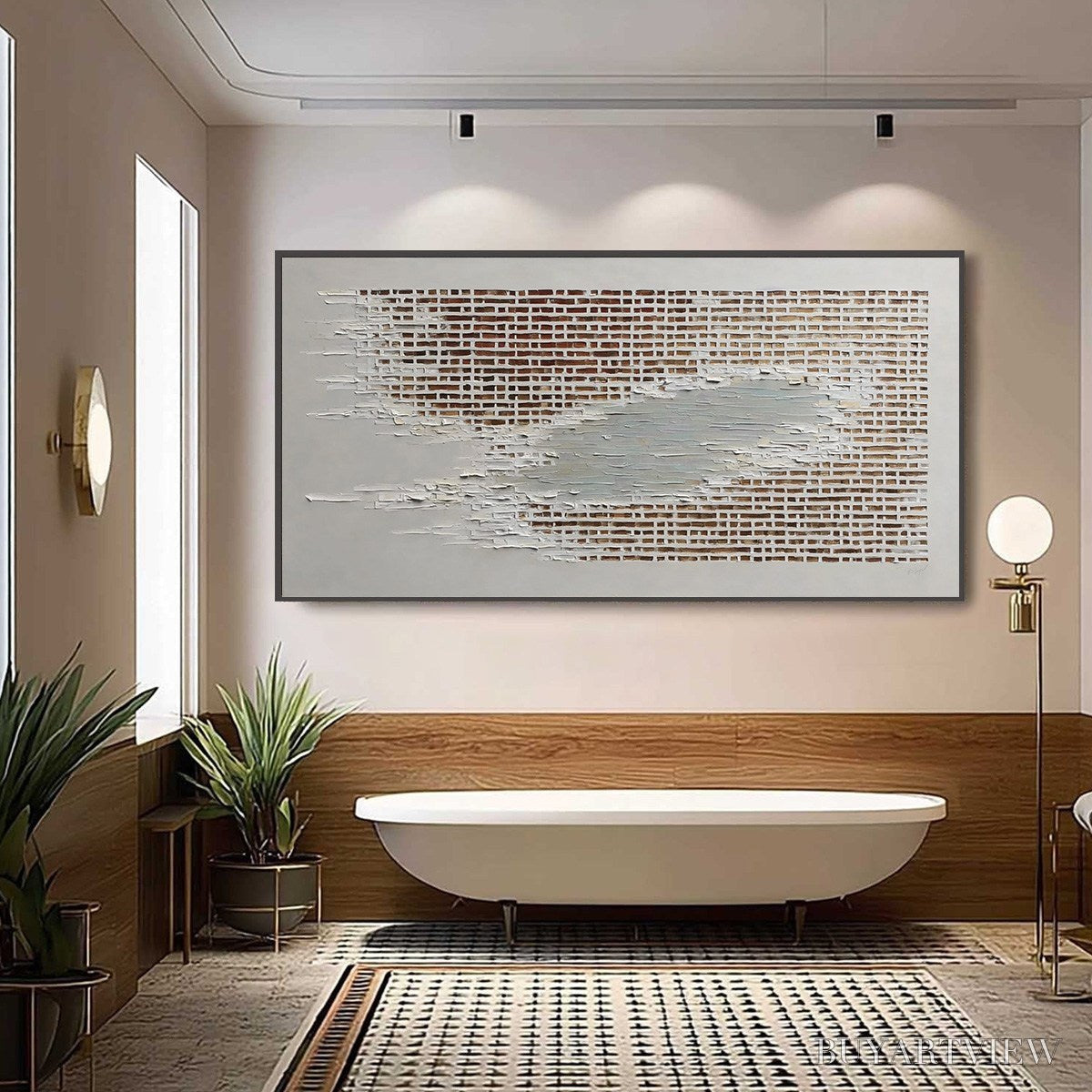 ARTOVITAS Fragments of Time – Textured Minimalist Architectural Abstract Painting - image 2