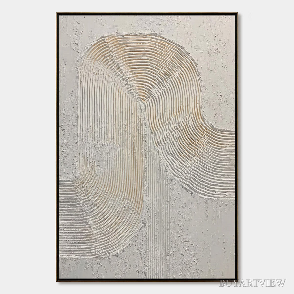ARTOVITAS Continuum – Textured Minimalist Abstract Painting in White and Beige - image 1