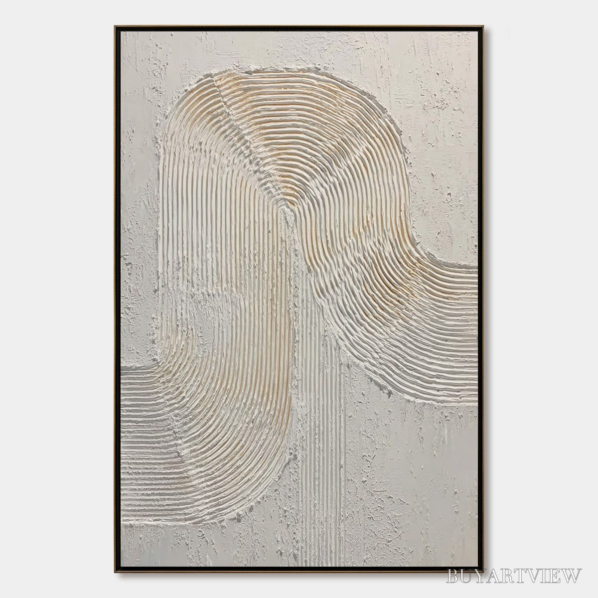 ARTOVITAS Continuum – Textured Minimalist Abstract Painting in White and Beige - image 1