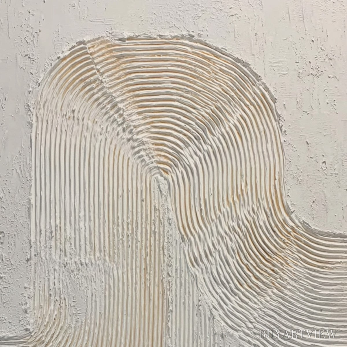 ARTOVITAS Continuum – Textured Minimalist Abstract Painting in White and Beige - image 3