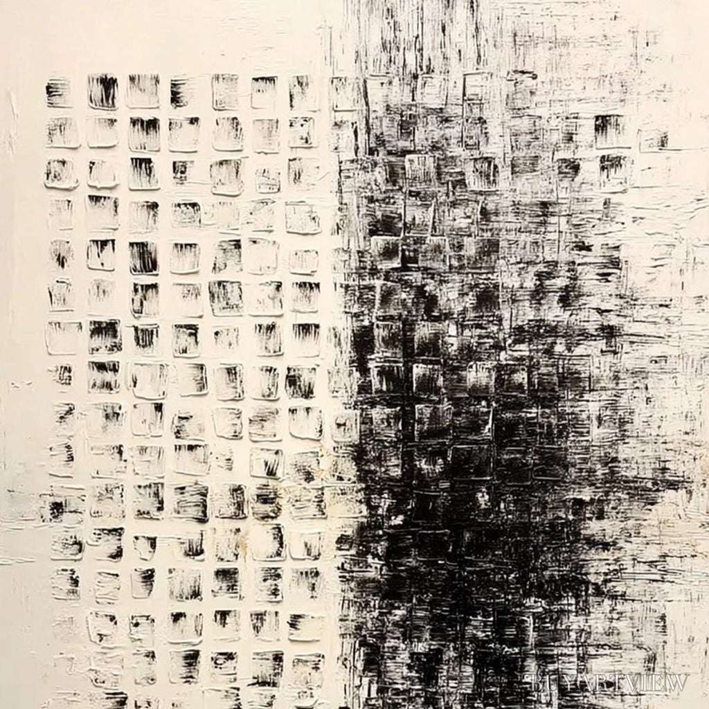 ARTOVITAS Static – Large Textured Black and White Minimalist Abstract Painting - image 3
