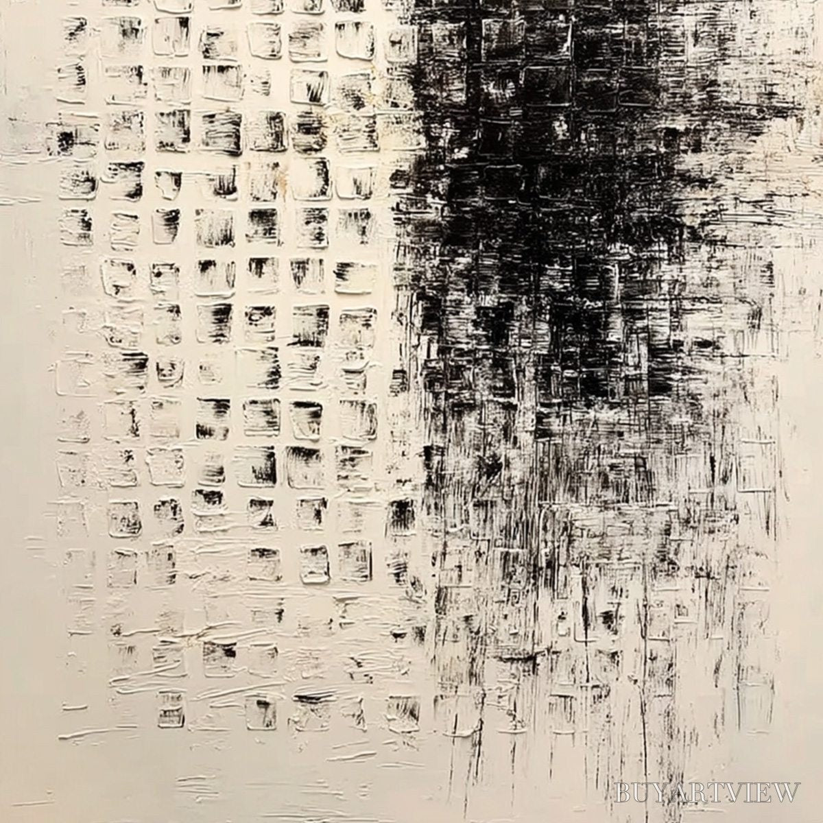 ARTOVITAS Static – Large Textured Black and White Minimalist Abstract Painting - image 5