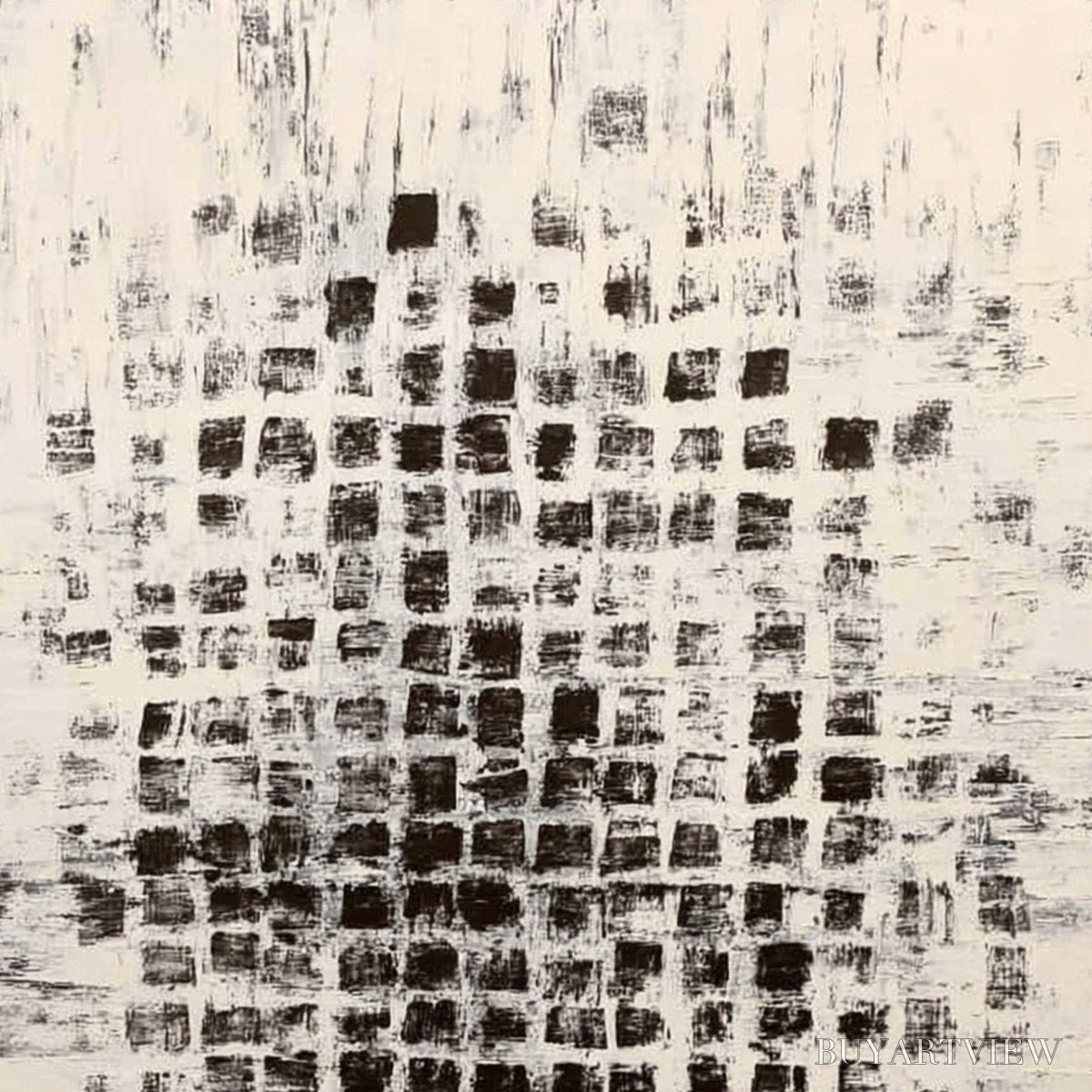 ARTOVITAS Matrix – Large Black and White Textured Abstract Grid Painting - image 3