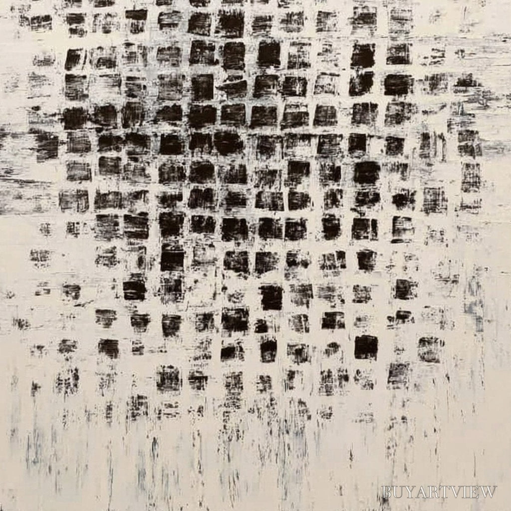 ARTOVITAS Matrix – Large Black and White Textured Abstract Grid Painting - image 5