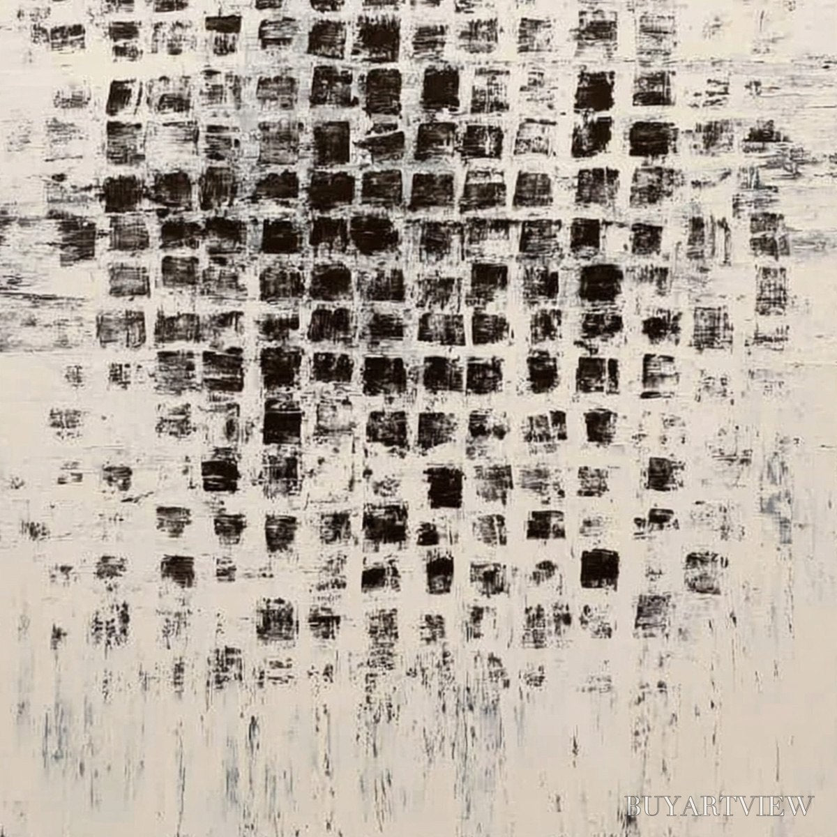 ARTOVITAS Matrix – Large Black and White Textured Abstract Grid Painting - image 5
