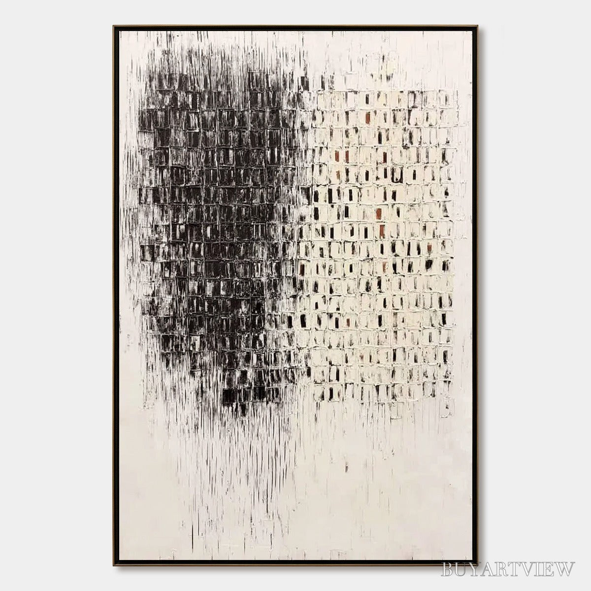 ARTOVITAS Fragment – Textured Minimalist Black and White Architectural Painting - image 1