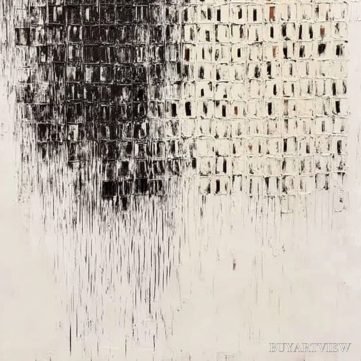 ARTOVITAS Fragment – Textured Minimalist Black and White Architectural Painting - image 5