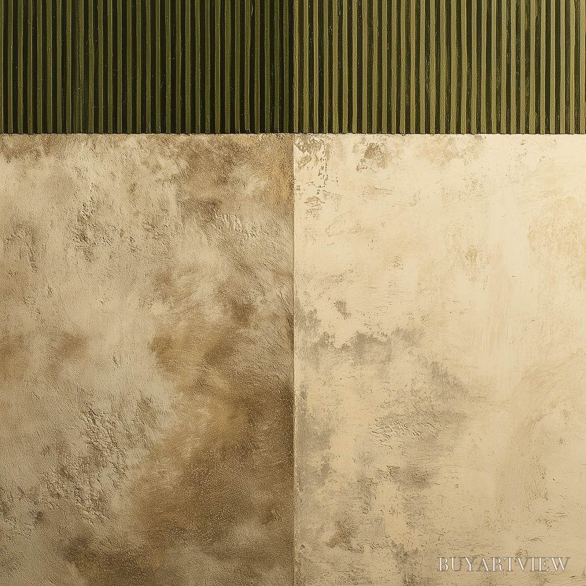 ARTOVITAS Earthen Rhythm – Textured Minimalist Abstract Painting in Green and Beige - image 5