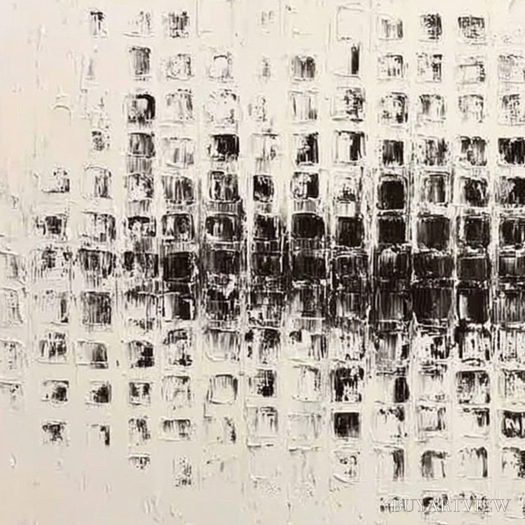 ARTOVITAS Static Rhythm – Textured Black and White Minimalist Abstract Painting - image 5