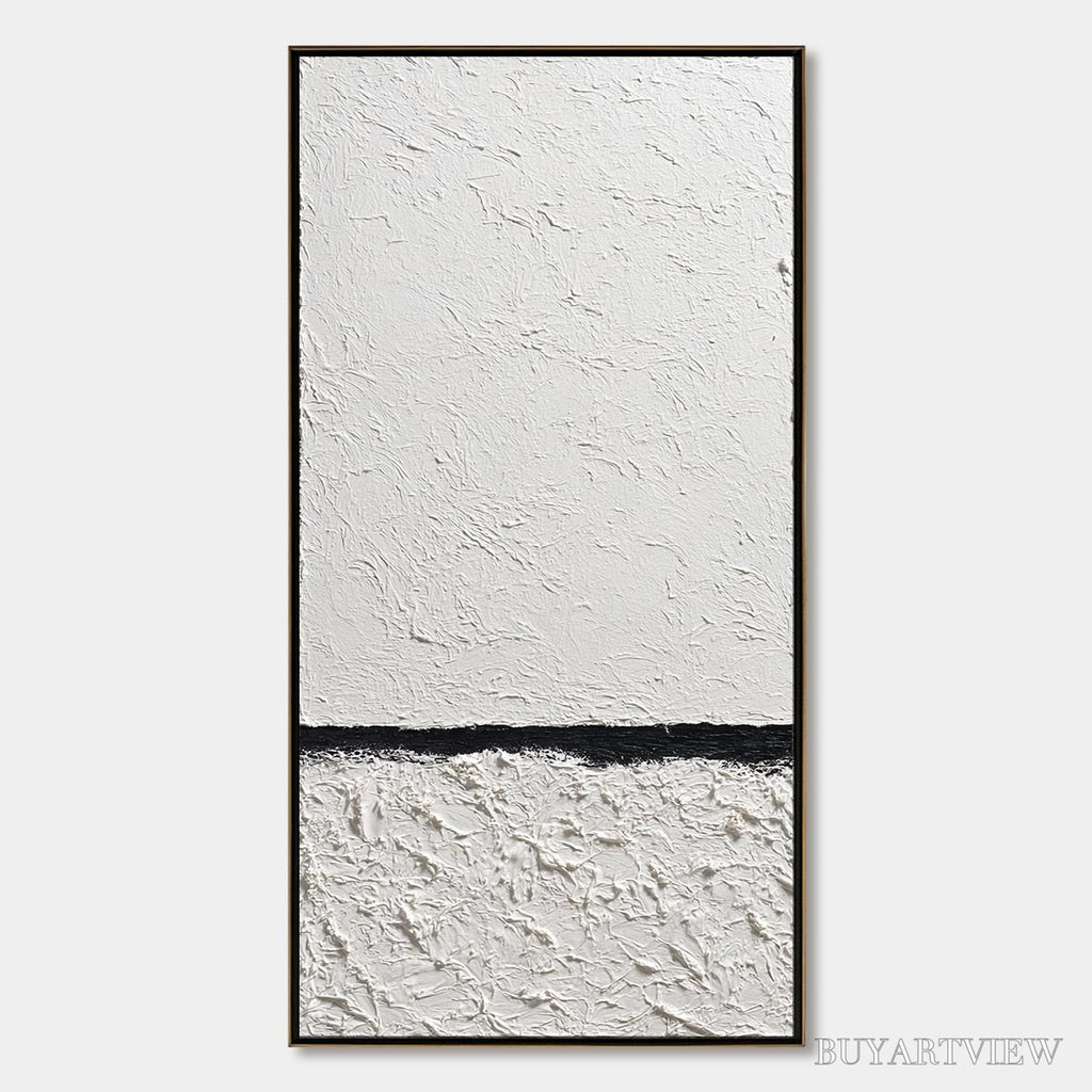 ARTOVITAS Equilibrium – Textured Black and White Minimalist Painting - image 1
