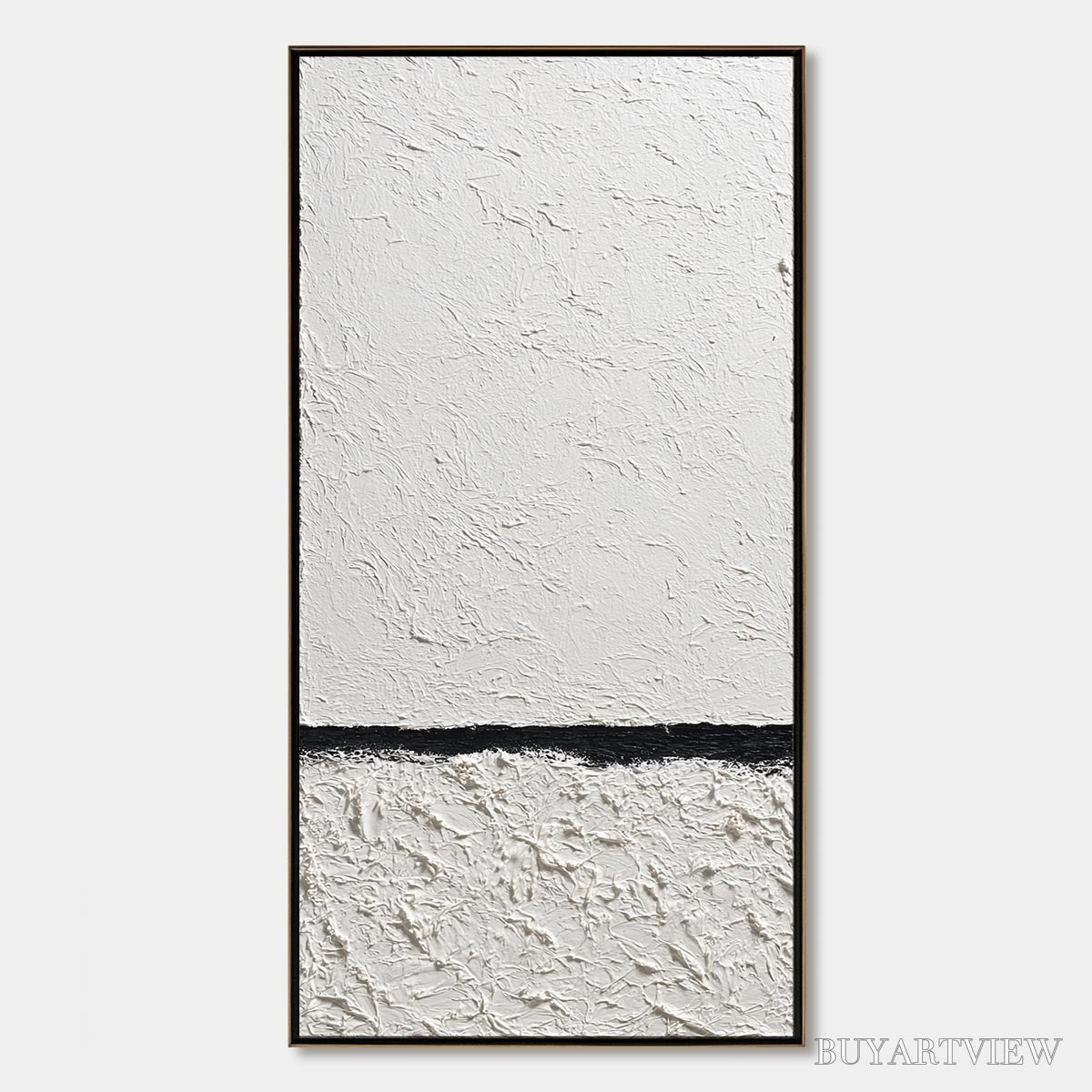 ARTOVITAS Equilibrium – Textured Black and White Minimalist Painting - image 1