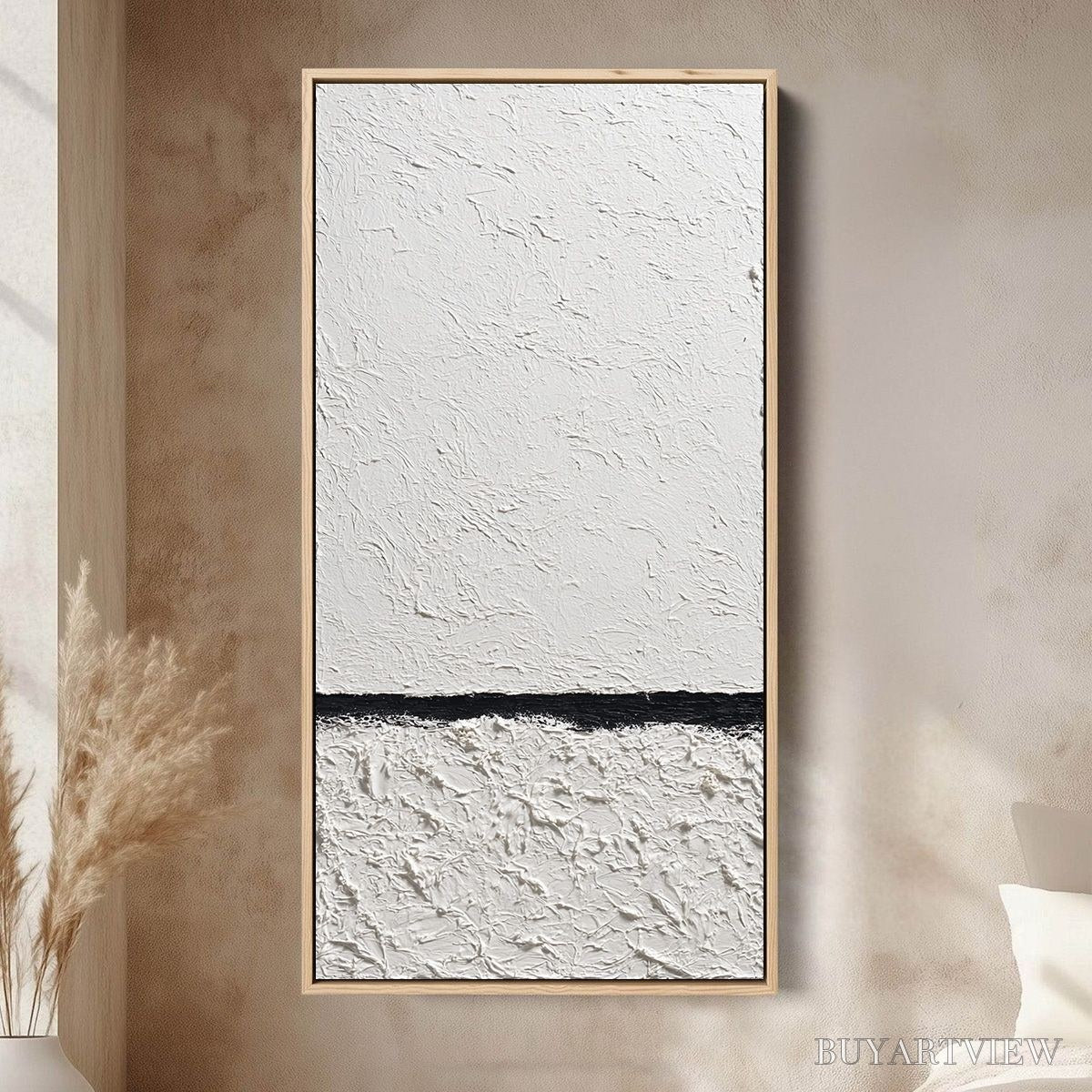 ARTOVITAS Equilibrium – Textured Black and White Minimalist Painting - image 2