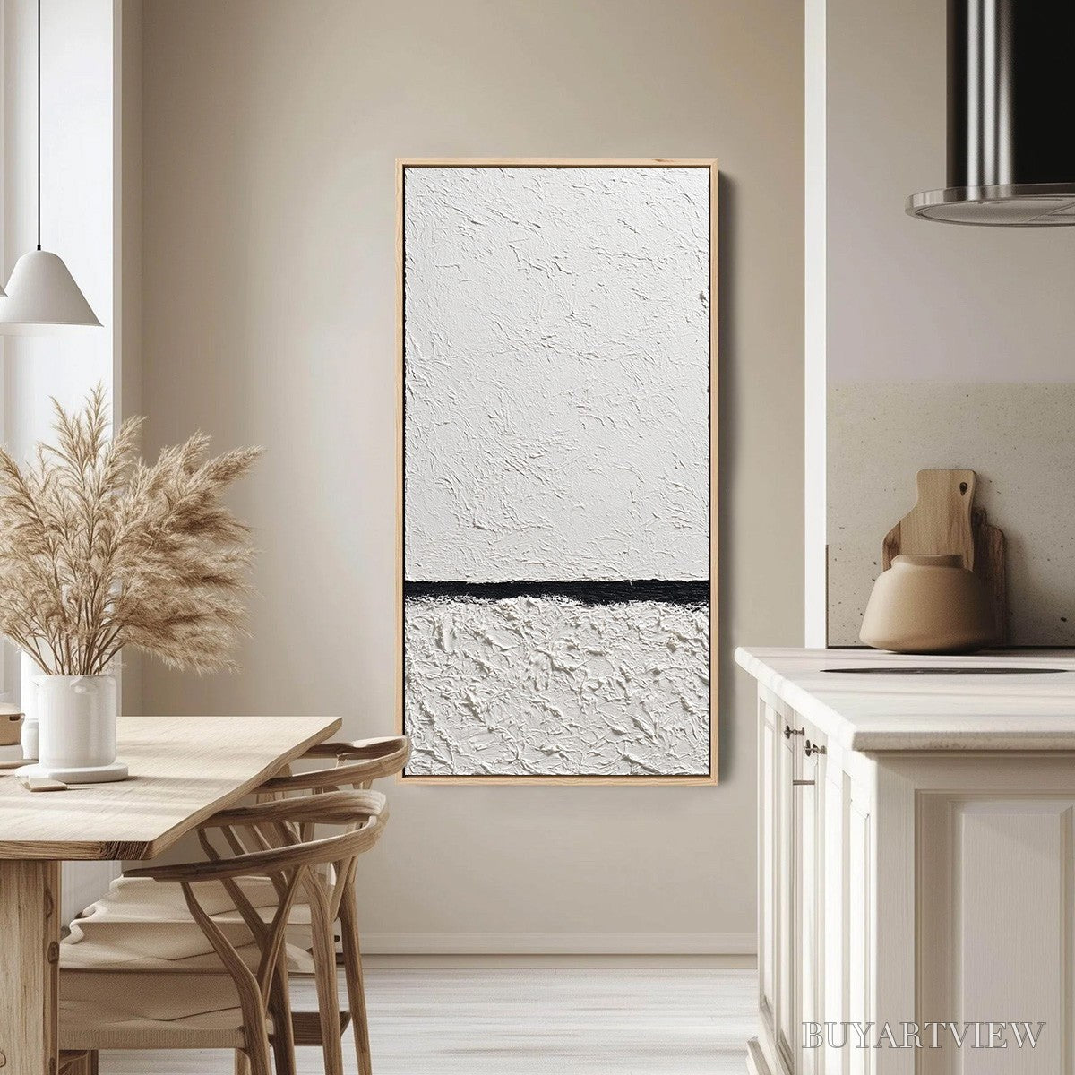 ARTOVITAS Equilibrium – Textured Black and White Minimalist Painting - image 4