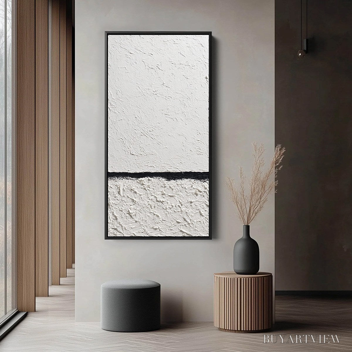 ARTOVITAS Equilibrium – Textured Black and White Minimalist Painting - image 6