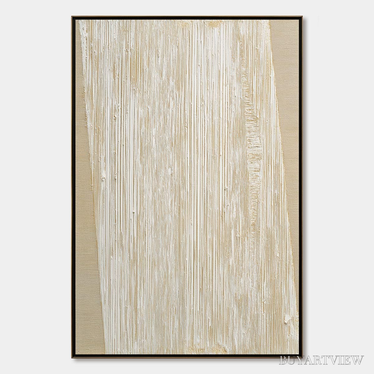 ARTOVITAS Linear Calm – Textured Minimalist Abstract Painting in Beige - image 1