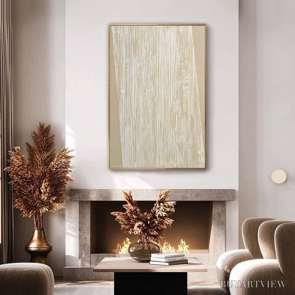 ARTOVITAS Linear Calm – Textured Minimalist Abstract Painting in Beige - image 6