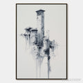 ARTOVITAS Ethereal Citadel – Minimalist Monochrome Architectural Painting - image 1