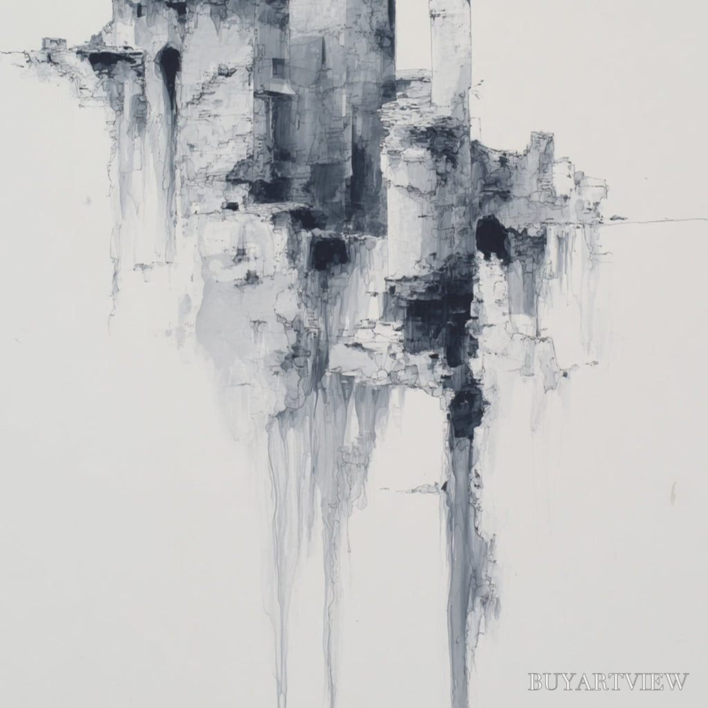 ARTOVITAS Ethereal Citadel – Minimalist Monochrome Architectural Painting - image 5